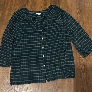 J. Jill Green Plaid Blouse